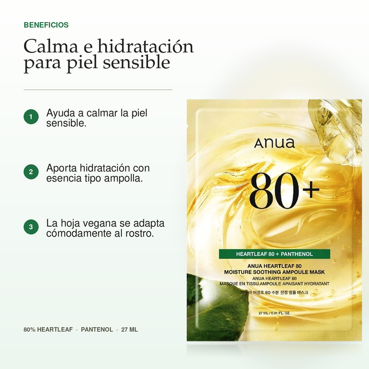 ANUA HEARTLEAF AMPOULE MASK 27ml_(1PCS) - Imagen 2