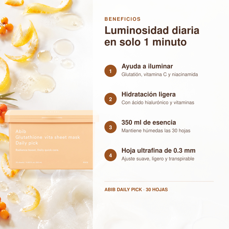 ABIB GLUTATHIONE VITA SHEET MASK DAILY PICK - Imagen 2