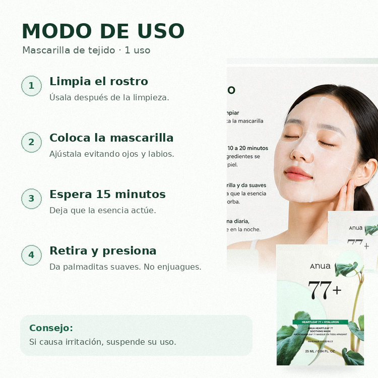 ANUA HEARTLEAF 77 SOOTHING MASK - Imagen 3