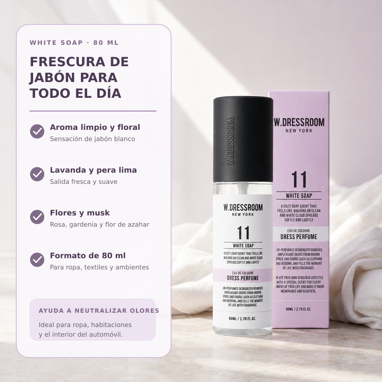WDRESSROOM Dress Perfume Season 3 (Portable) No.11 White Soap 80ML - Imagen 2