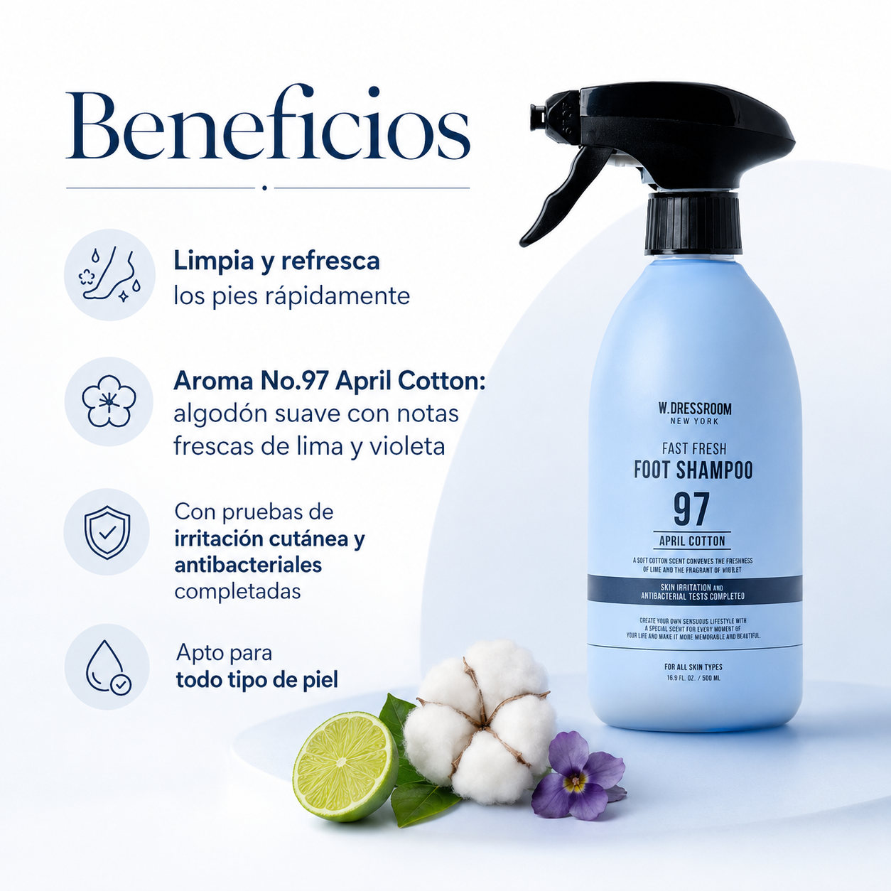 WDRESSROOM Fast Fresh Foot Shampoo April Cotton  No.97 500ML - Imagen 2