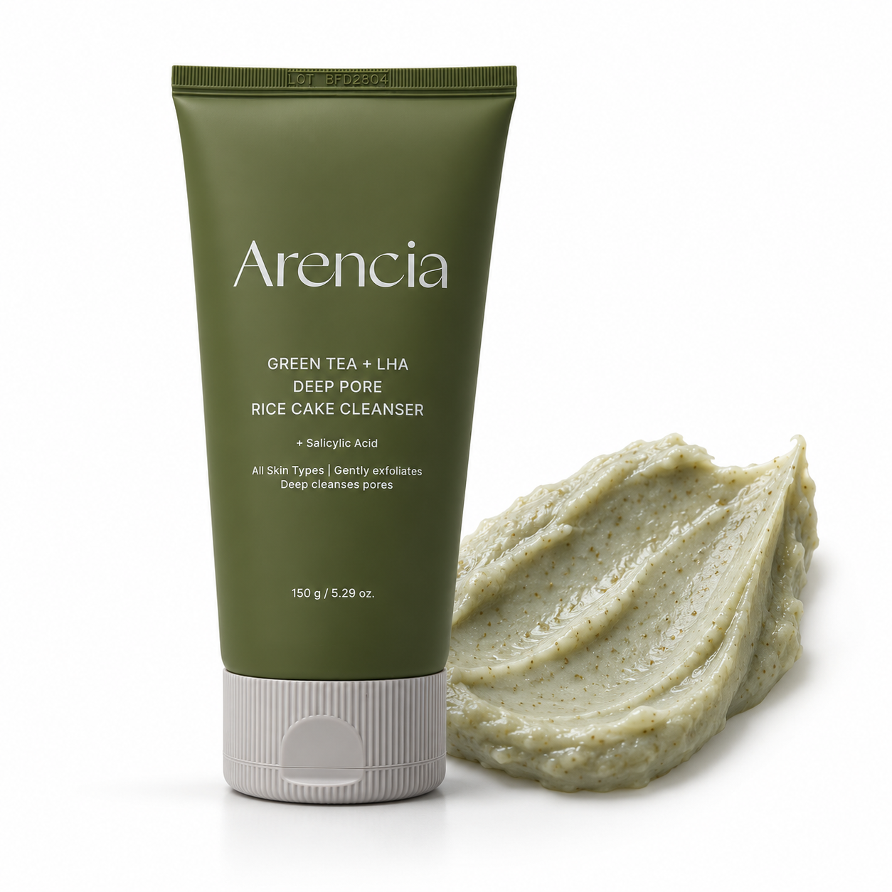 ARENCIA Green Tea + LHA Deep Pore Rice Cake Cleanser 150 g - Imagen 3